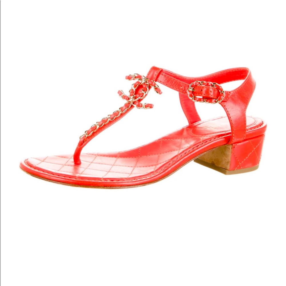 Chanel Coral 19 Cc quilted Sandals size 37